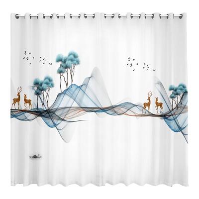 山水画纱帘客厅卧室新中式