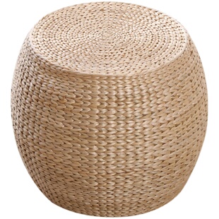 客厅藤编矮凳家用草编小凳子日式蒲团地上坐墩圆凳换鞋凳墩子现代