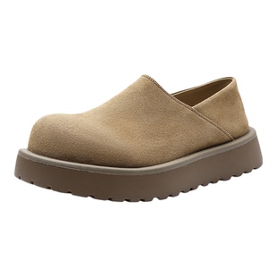 厚底全包勃肯鞋男款复古懒人一脚蹬大头乐福鞋冬季加绒保暖雪地靴