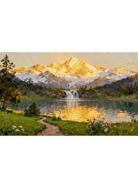 可班艺术纯手绘油画聚宝盆风景画