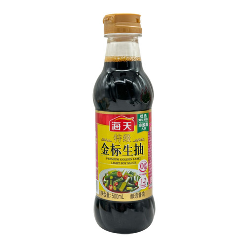 海天特级金标生抽500ml家用凉拌菜炒菜上色提鲜增味酿造酱油调味