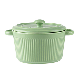 JOJO'S L. PD.Clip.陶瓷简约条纹双耳带盖蒸蛋一人份炖盅 | 搀夹