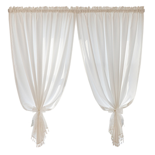 纱帘透光不透人免打孔安装伸缩杆小窗户卧室飘窗遮光窗纱2025新款