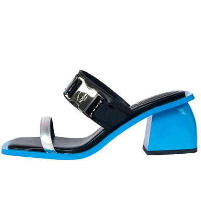 宣璐同款真皮方头时尚轻奢凉鞋女