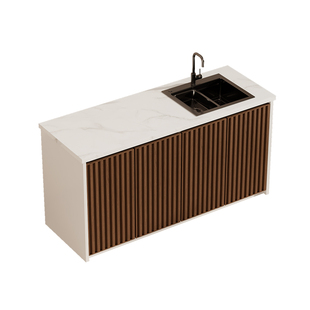 户外庭院全铝合金岩板洗手盆台一体柜水池台盆家用阳台收纳柜定制