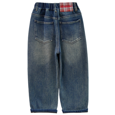 啦芙莱冬季儿童加厚老爹裤牛仔裤