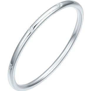 六桂福珠宝999足银手饰经典四叶草手镯光面手环时尚小众情侣送礼