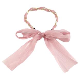 小熙瓜款蝴蝶结发带韩版小仙女麻花辫子珍珠雪纺布头箍头扣可裁剪