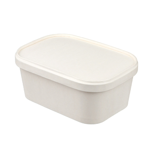 长方形白色一次性餐盒外卖轻食水果牛皮纸打包盒可微波便当盒带盖