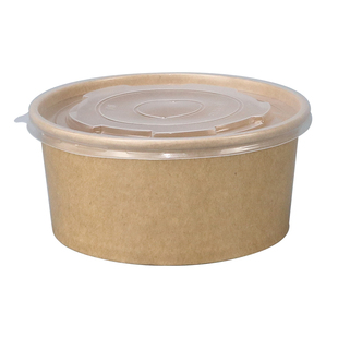 一次性牛皮圆形餐盒炒饭炒面外卖纸碗防水防油耐高温可定制logo