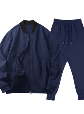 欧美纯色休闲户外运动两件套男