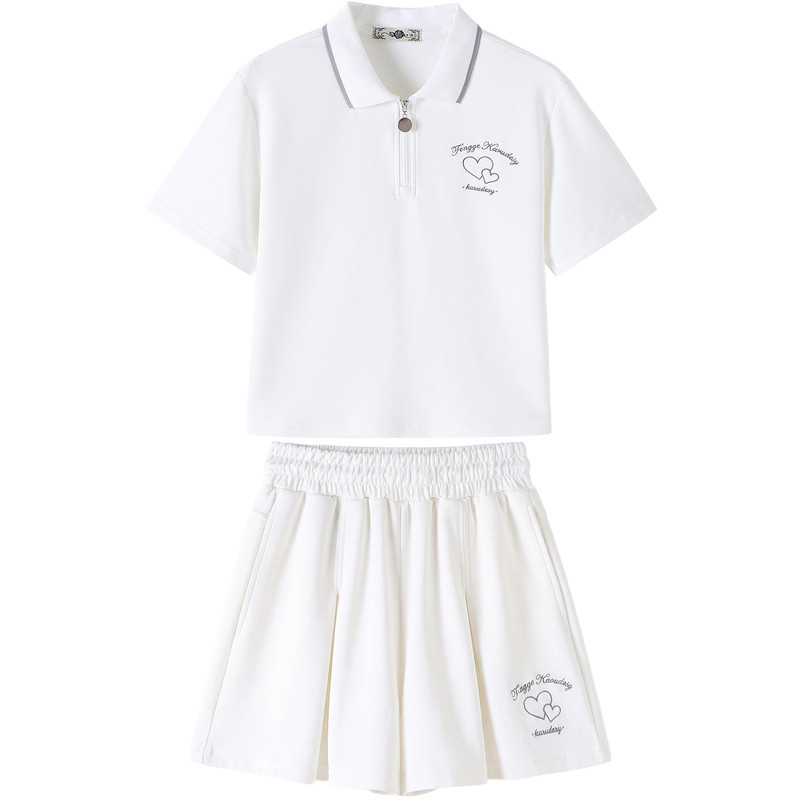 夏POLO领短袖短裙裤网球服套装女