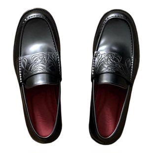 暗黑复古乐福鞋男女图腾雕花德比鞋吸血鬼休闲皮鞋懒人一脚蹬单鞋