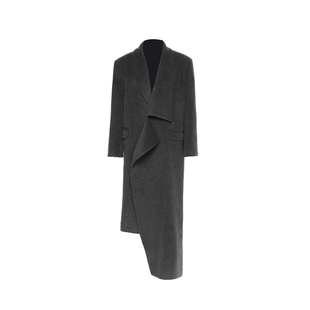 APOZi collection/牧人山海/冬季深灰不对称大衣小众设计长款外套