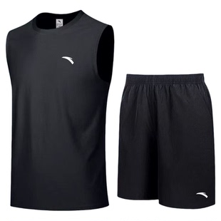 安踏无袖速干运动背心套装男2026新款夏季青少年中学生篮球服套装
