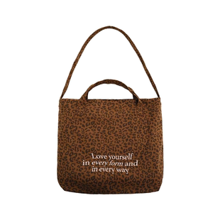 SecondMoon豹纹百搭休闲帆布包手拎单肩斜挎包小众原创日韩ins