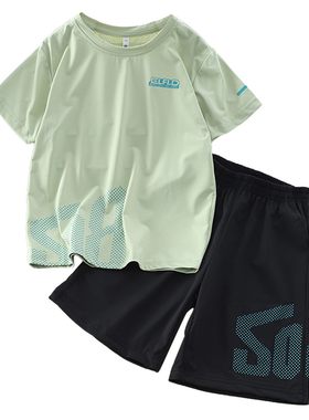 男童运动速干套装夏季短裤短袖