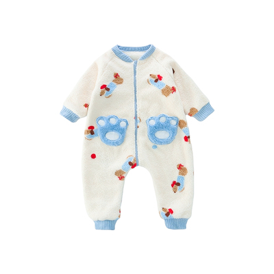 宝宝连体睡衣冬季加厚奥粒绒女孩防踢被保暖睡袋儿童如厕版爬爬服