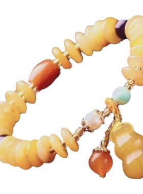 鸡油黄琥珀蜜蜡色手链