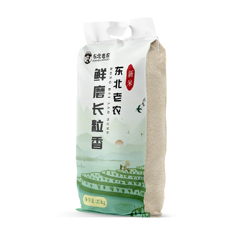 當季新米東北老農(nóng)鮮磨長粒香大米25kg粳米50斤大袋家庭裝有嚼勁