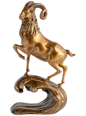 黄铜金属生肖领头羊摆件吉祥物