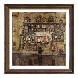 席勒装饰画名画建筑餐厅小众复古挂画饭厅背景墙壁画2026新款油画