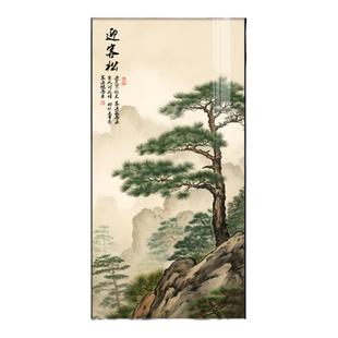 迎客松玄关挂画新中式客厅走廊过道装饰画靠山画有山无水进门壁画