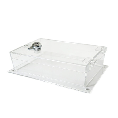 开门加锁亚克力盒开关面板防水透明保护盒急停按钮设备防护罩定制