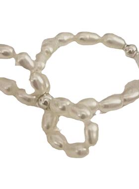 925银天然珍珠蝴蝶结戒指