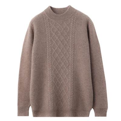 秋冬新款纯羊毛衫男士圆领加厚