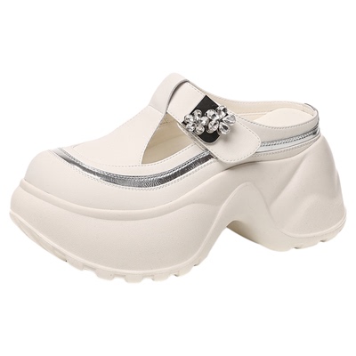 包头魔术贴半拖鞋女夏外穿无后跟