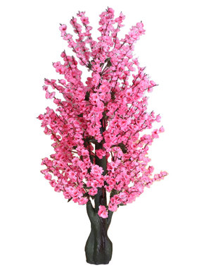仿真花假树桃花树粉色花落地盆栽