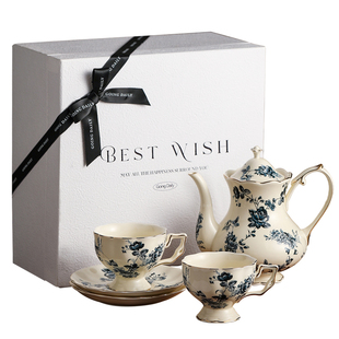 漫时光法式复古花茶壶套装高颜值下午茶茶具美容院水果茶套杯礼盒