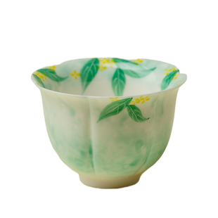 里作 手绘桂花花朵主人杯陶瓷功夫茶具品茗杯女士个人专用喝茶杯
