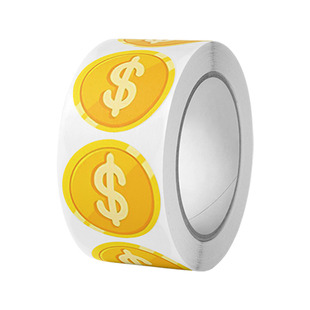 卡通金币图案卷卷贴小学老师奖励贴学生手账装饰贴外卖包装封口贴