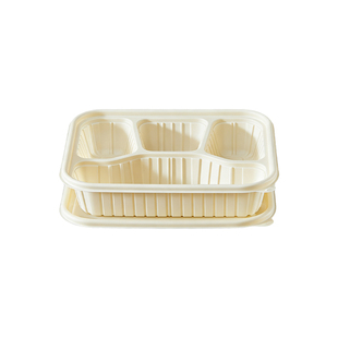 稷王谷1000ml四格餐盒一次性饭盒多格可降解打包盒食品级可微波