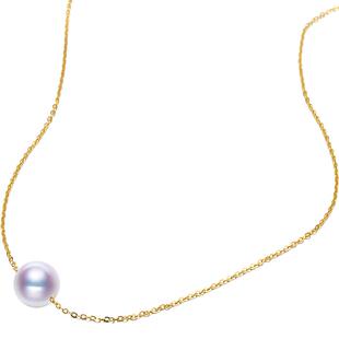 海蒂珠宝 静怡 正圆akoya小灯泡海水珍珠单颗吊坠18K金锁骨项链