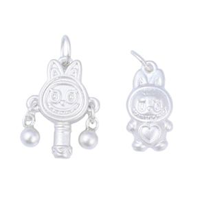 S999足银拨浪鼓爱心LBB吊坠 可爱胖嘟嘟素银挂件DIY手串编绳配件