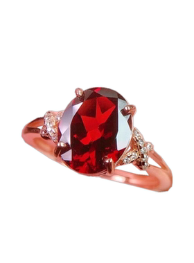 活口天然石榴石戒指宝石大气女