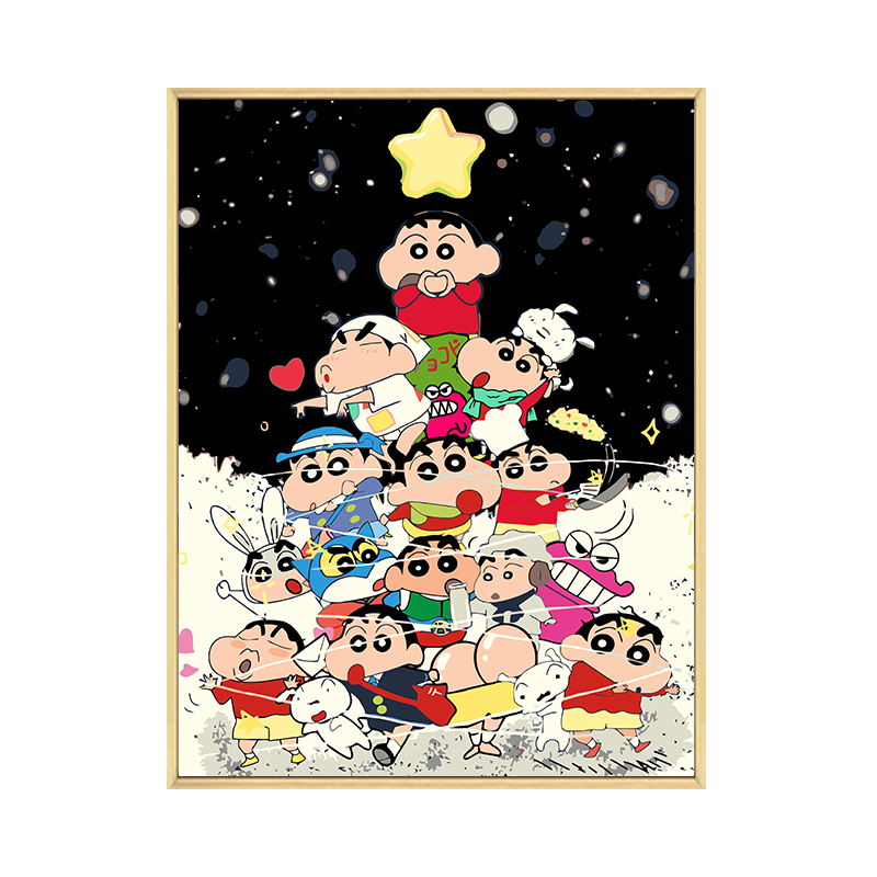 蜡笔小新圣诞节数字油画diy填充填色手工绘礼物丙烯油彩画装饰画