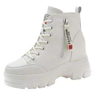 品牌真皮内增高马丁靴女2025新款秋季不累脚加绒爆款舒适厚底短靴