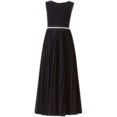 女童晚礼服黑色丝绒公主长裙高端