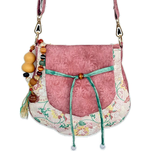 国风汉服斜挎包古风货郎包单肩包新中式印花瓣轻便布包福寿三多纹