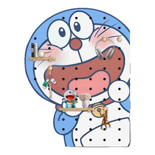 哆啦A梦洞洞板置物架定制入户门玄关免打孔立式卡通造型墙面收纳