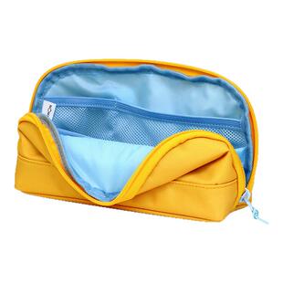 公文式KUMON学生笔袋百搭大容量拼接耐脏双拉头文具收纳多层防水