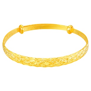 金至尊满天星黄金手镯实心款妈妈推拉手镯活口999足金镯子送长辈