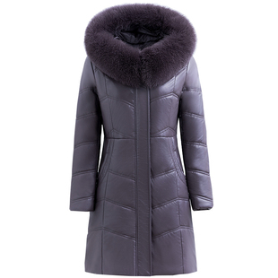 海宁绵羊皮真皮皮衣女羽绒服中长款韩版修身大码冬季新款加厚外套