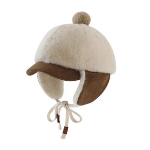 婴儿帽子冬季韩版加厚小童毛绒护耳帽秋冬男女宝宝保暖鸭舌雷锋帽