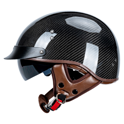 碳纤维半盔摩托车复古哈雷夏季