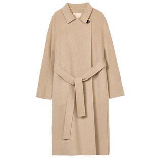 【纯羊绒】LANCY/朗姿2025冬新款双面呢长大衣女优雅收腰翻领外套